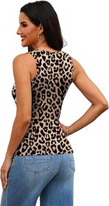 Top Corto de Mujer con Estampado de Leopardo, Cuello Redondo, Tejido Casual, Transpirable, de Spandex y Poliéster - Product Image 3