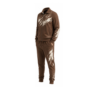 Ensemble de survêtement sportif pour hommes en gros, personnalisé, pour l'entraînement athlétique et la course, veste zippée et pantalon de jogging, fournisseur OEM ODM, usine sur mesure - Product Image 3