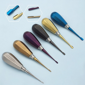 Ensemble d'élévateurs radiculaires dentaires à ailettes en titane pour luxation, PDL, chirurgie et usage vétérinaire - Product Image 1