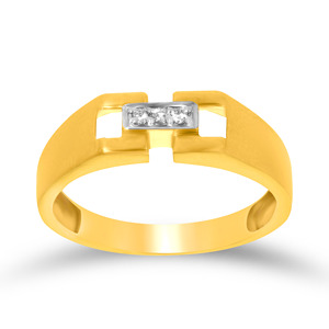 <b>Men</b>’s Geometric Diamond <b>Ring</b> 14K Yellow Gold 0.15ctw Round Stones Modern Band Fine Jewelry Gift Special Occasion - Product Image 1