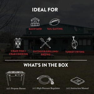 Cocina de gas propano de 2 quemadores con paleta agitadora de acero inoxidable para cocinar mariscos al aire libre en el patio trasero. - Product Image 3