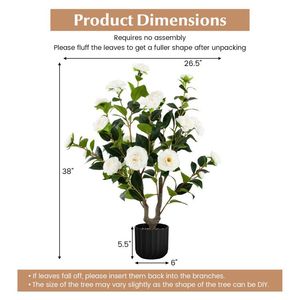Albero di Camelia Artificiale da 38 Pollici con Fiori Finti in Vaso di Cemento per Decorazione Casa o Ornamento da Giardino - Product Image 5