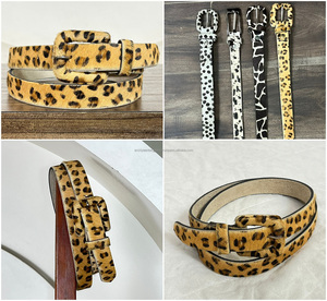 Handmade Highest Quality Genuine Leather Leopard Printed <b>Belt</b> for Women's Western Hair-On Hide Vintage Boho Style Cowhide <b>Belts</b> - Product Image 3