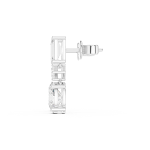 Pendientes de fiesta de lujo en oro blanco sólido de 14K con diamantes cultivados en laboratorio de corte múltiple, certificados por GRA, joyería al por mayor para niñas. - Product Image 3