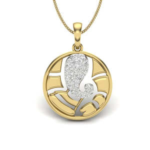 Yellow Gold Diamond <b>Elephant</b> Pendant With Round Brilliant Cut Stones Romantic Style Women's Jewelry - Product Image 2