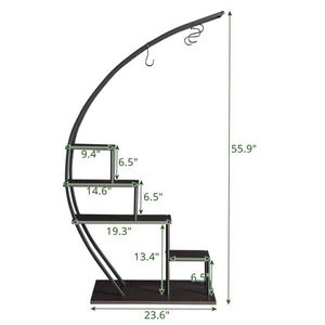 Artisasset 2 Pezzi Supporto per Piante a 5 Livelli Semicircolare in Ferro e Legno per Giardino, Balcone, Patio, Prato, Casa, Accessori per Cesti Sospesi - Product Image 4