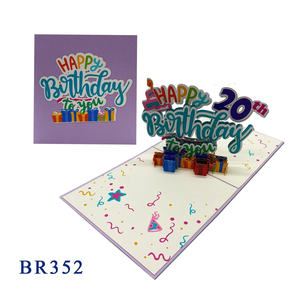 Happy Birthday 20th Pop Card 3D Laser Cut <b>Handmade</b> Animal Theme 150x200mm Custom Logo Vietnam Gifts Crafts Wholesale Best Seller - Product Image 5