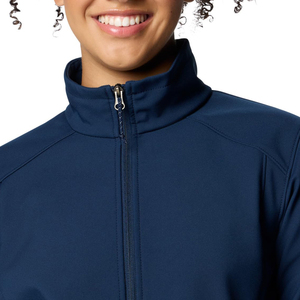 Chaqueta Cortavientos Azul Marino para Mujer, Manga Larga, Cierre de Cremallera, Cuello Alto, Estilo Casual, Color Sólido, Largo Regular, Forro Polar - Product Image 6