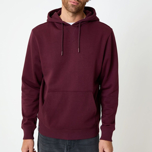 Sudadera con Capucha Color Borgoña para Hombre, Sudadera de Felpa de Algodón con Bolsillo Delantero, Corte Regular, Informal, Otoño - Product Image 1