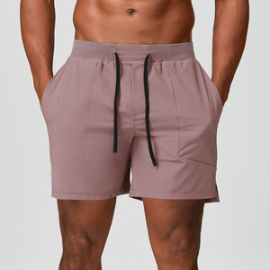 Shorts Bermuda gris pour hommes, à séchage rapide, avec cordon de serrage à la taille et poches, style décontracté, coupe mi-haute - Product Image 5
