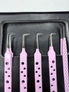 Pince à épiler professionnelle à 90 degrés pour extensions de cils, en acier inoxydable doré, pour volume russe, avec logo personnalisé, instrument de beauté - Product Image 6