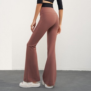 Top <b>Flare</b> Mid Breathable Anti-bacterial Knitted <b>Leggings</b> Open Bottom Sports Workout Pants Loose Butt Lifting Streetwear - Product Image 3
