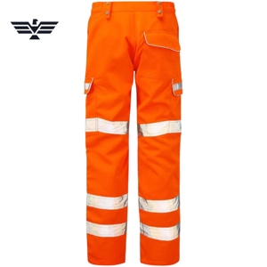 Pantalones de Trabajo de Seguridad Reflectantes de Alta Visibilidad Fluorescentes Naranja para Hombre, Protección Multibarra, Resistentes, Industriales, de Poliéster - Product Image 3