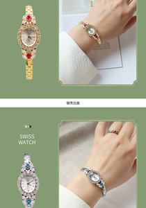 Reloj de Lujo para Mujer con Diamantes, Cuarzo, Calendario, Caja de Latón de 18 mm de Ancho, Resistente al Agua 3BAR, Batería con 2 Años de Duración, Puntero Ovalado - Product Image 6