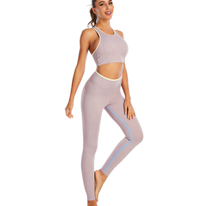 2026 New Colors High for Women's Gym Sports <b>Leggings</b> Cross-Strappy Fitness Yoga Bra Set Plaid Breathable - Product Image 2