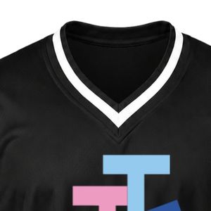 เสื้อเจอร์ซีย์กีฬาคอวีปักลาย Black JJ แขนสั้น แถบสีขาว เสื้อทีมกีฬาน้ำหนักเบา ชุดยูนิฟอร์มกีฬา - Product Image 2