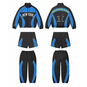 Unisex <b>Black</b> Sporty Tracksuit Set Full Sleeve Zipper Jacket <b>Pants</b> Shorts Quick Dry Polyester Autumn Wear - Product Image 4