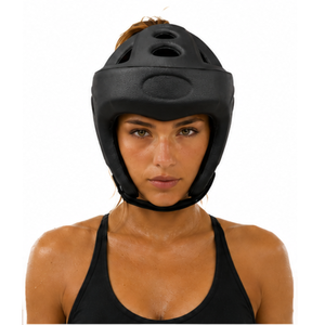 Boxing Head Guard EVA Protective Helmet With Air Vents For Adults Unisex Solid <b>Black</b> <b>Hook</b> & Loop Closure - Product Image 2