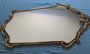 Large Venetian Baroque Style Wall Mirror: Solid Brass Frame, Gold Tone - Product Image 3