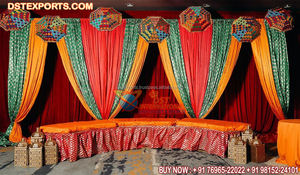 Heena fonction scène rideaux colorés configuration arabe mariage Sangeet rideaux de nuit Punjabi mariage Mehndi événement décor rideaux - Product Image 3