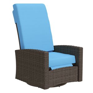 Poltrona Reclinabile Girevole in Vimini Blu Cielo Resistente all'Acqua con Poggiapiedi Sollevabile e Rotazione a 360° - Product Image 1