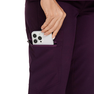 Unisex <b>Scrub</b> Sets Dark <b>Purple</b> V Neck Short Sleeve Medical Uniform Hospital Workwear Cotton Polyester Knitted Woven Pants Set - Product Image 5