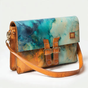 Sac à bandoulière en cuir véritable avec broderie florale, étanche et à fermeture ouverte, idéal pour la mode - Product Image 1