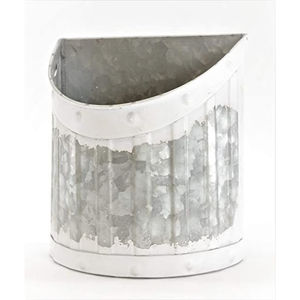 Jardinière murale en métal galvanisé blanc, style rustique, pour décoration intérieure et extérieure, en solde - Product Image 1