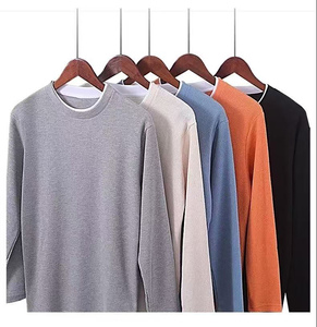 เสื้อยืดแขนยาวผ้าวาฟเฟิลสีพื้นเนื้อหนาสำหรับฤดูใบไม้ร่วง ผลิตโดยโรงงาน BD ประเทศจีน รับผลิตแบบ OEM พร้อมปักโลโก้ตามสั่ง - Product Image 1