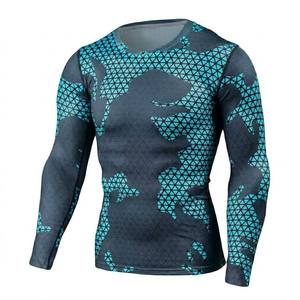 Custom Logo High Neck <b>Compression</b> <b>Shirt</b> Men Quick Dry Breathable 4-Way Stretch Anti-Odor Rash guard OEM Manufacturer - Product Image 3