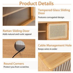 Mobile TV Moderno con Eleganti Ante Scorrevoli in Vetro e Rattan - Product Image 5