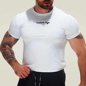 <b>Men's</b> <b>White</b> <b>Short</b> <b>Sleeve</b> Compression T-<b>Shirt</b> Slim Fit O-Neck Quick Dry Sporty Knitted Polyester Muscle Showing Workout <b>Shirt</b> - Product Image 6