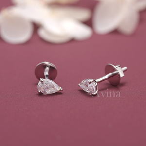 IGI Certified Lab Grown Diamond Pear Stud Earrings Solid 925 Sterling Silver Pear Cut Solitaire Screw Back Diamond Earrings - Product Image 2