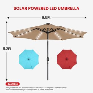 Sombrilla de Patio de Poliéster de 32 LED con Iluminación Solar de 10 pies, Tela Resistente a los Rayos UV con Ajuste de Inclinación - Product Image 4