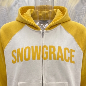 Snowgrace Hooded <b>Zip</b>-<b>Up</b> Sweatshirt 100% Cotton Yellow <b>White</b> Raglan Sleeve Fleece Pocket Design Unisex Oversized Casual Autumn - Product Image 5