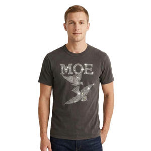 T-shirt de luxe pour homme avec logo personnalisé en strass, 100 % coton épais, motif oiseau en cristal, vente en gros OEM - Product Image 3