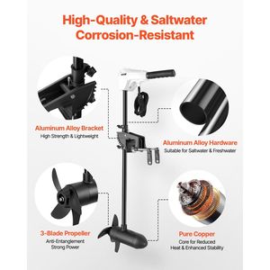 Motore Elettrico da Traina 24V 86 libbre di Spinta a 8 Velocità, Montaggio a Specchio di Poppa, Motore Fuoribordo per Imbarcazioni con Indicatore Batteria per Barche da Pesca - Product Image 6