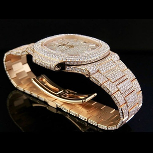 Reloj de Diamantes Incoloros Cultivados en Laboratorio de Alta Calidad, Automático, Mecánico, Estilo Ejecutivo, Oro Blanco, 20 mm, Estilo Hip Hop, con Incrustaciones de Diamantes DEF - Product Image 4