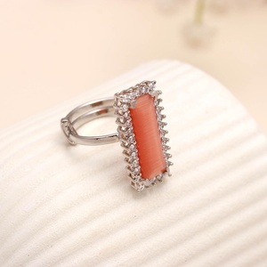Emerald Cut Halo <b>Ring</b> 925 <b>Sterling</b> <b>Silver</b> <b>Adjustable</b> <b>Ring</b> Vintage Minimalist Stackable Statement <b>Ring</b> for Women - Product Image 1