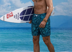 Men's Tropical Print Board Shorts Mid Waist Drawstring Quick Dry Casual Swimwear for Beach Activities - Product Image 3
