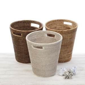 Eco Friendly Rattan Waste <b>Bin</b> With <b>Lid</b> For Bedroom Office Hotel And Home Decorative Trash Storage Solution - Product Image 4