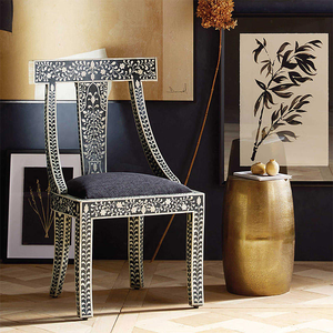 OEM European Style Bone Inlay Chair Morden Luxury Furniture Dinning Chairs Mid Century Wood Round Luxury Dining Table Set - Product Image 4