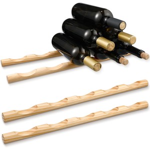 Soporte para Botellas de Vino de Madera de Mango con Ranuras para Copas |   Estante para Botellas Hecho a Mano al por Mayor - Product Image 3