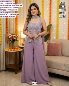 Conjunto Palazzo Bandhani Gulshan, Traje Tradicional de Fiesta para Mujer, Largo hasta el Suelo, Bordado Bandhani, Secado Rápido, Corte Regular, para Todas las Temporadas - Product Image 6