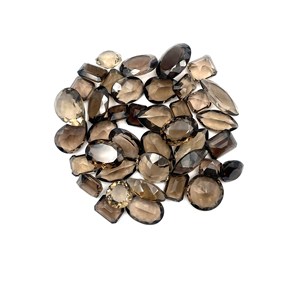 Lot de pierres précieuses en quartz fumé naturel, formes variées, taillées, 10-17 mm, pour la création de bijoux - Product Image 5