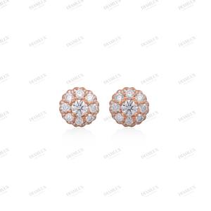 Pendientes de Oro Rosa con Corte Redondo y Circonita, Joyería Clásica para Mujer al Mejor Precio, Plateados en Plata - Product Image 2