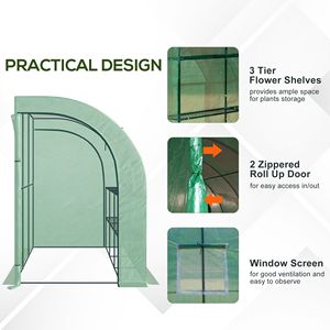 Serra a tettoia 10x5x7 con 2 porte avvolgibili, finestre, copertura in PE e 3 ripiani in rete metallica per vivaio - Product Image 1