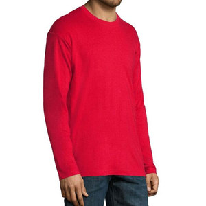 Camisetas de Manga Larga Unisex de Alta Calidad con Etiqueta Privada Personalizada, Color Rojo, 100% Algodón - Product Image 1
