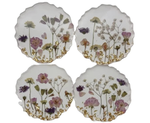 Posavasos Redondos de Resina Epoxi con Flores Secas, Juego de Decoración Floral Hecho a Mano para el Hogar - Product Image 6