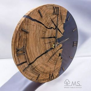 Wooden Resin Quartz Needle <b>Wall</b> <b>Clock</b> Handicraft Modern Design Silent Waterproof Customizable Color Hanging <b>Decor</b> - Product Image 4